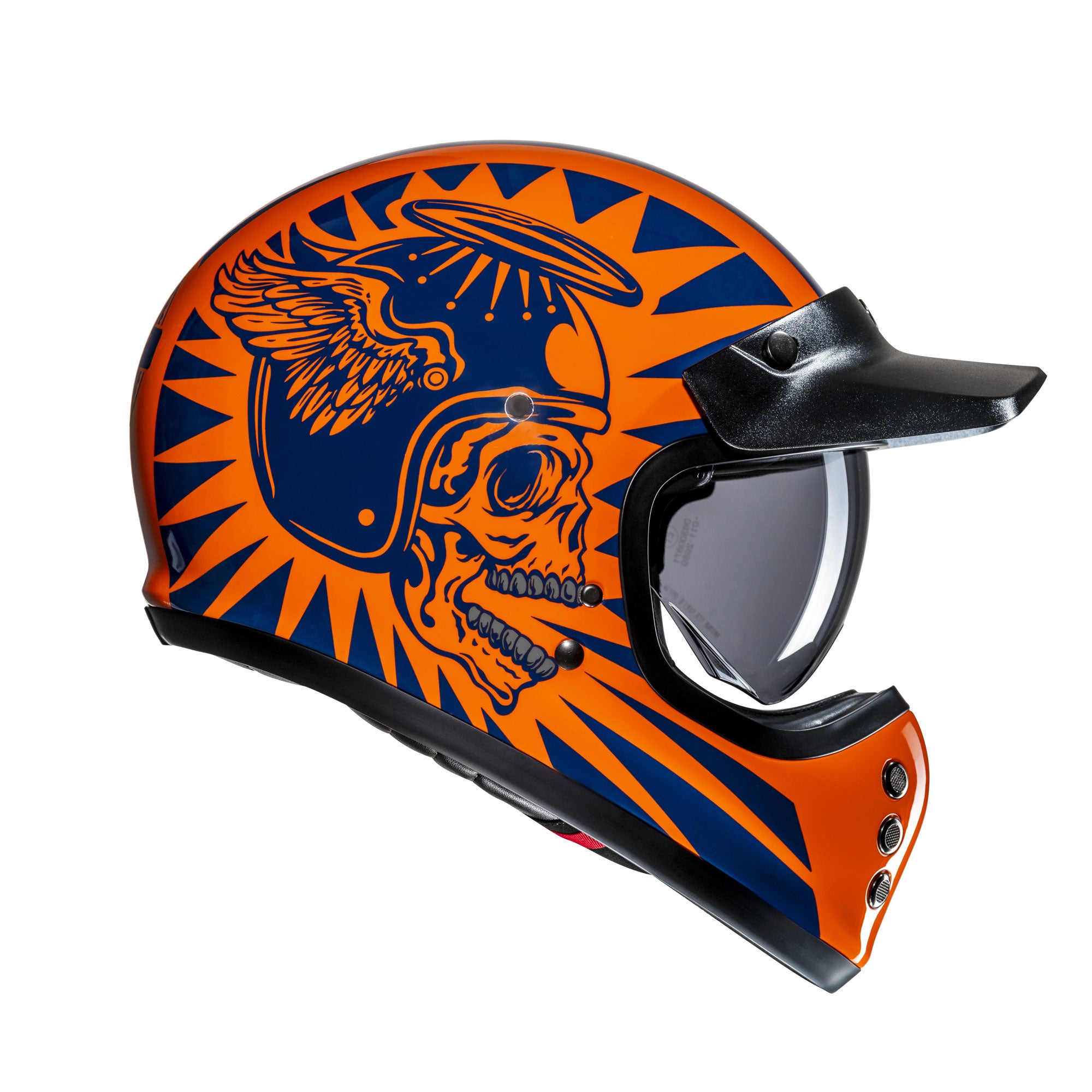 HJC V60 Flame Full Face Helmet MC27 Blue / Orange FREE 1 YEAR Returns, FREE UK Delivery | ThrottleChimp